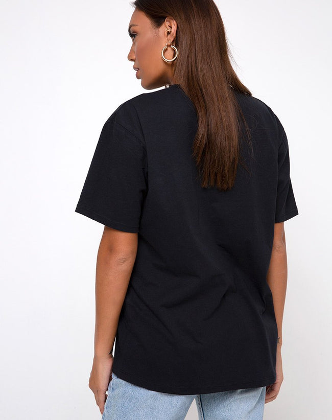 Oversized Basic Tee in 'I thought I was dreaming' Black by Motel