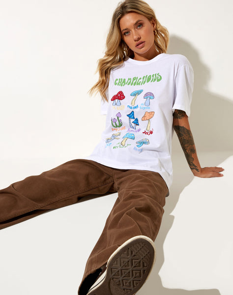 Image of Oversize Basic Tee in White Champignons