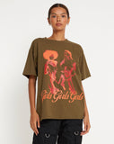 image of Oversize Basic Tee in Khaki Girls Girls Girls