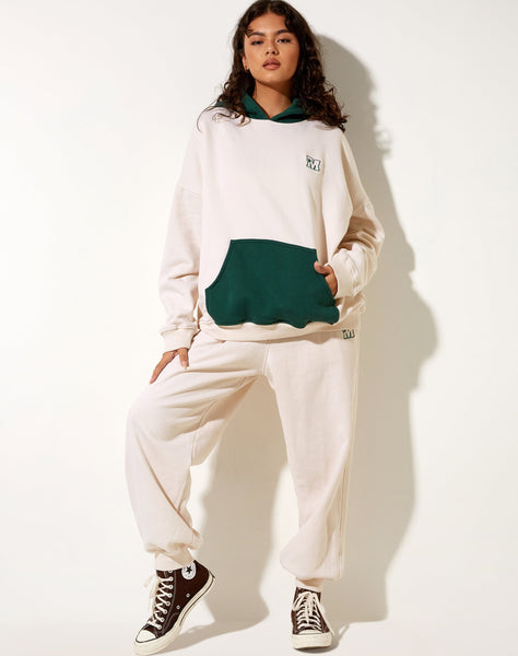 Image of Oversize Hoodie in Forest Green Winter White M Embro