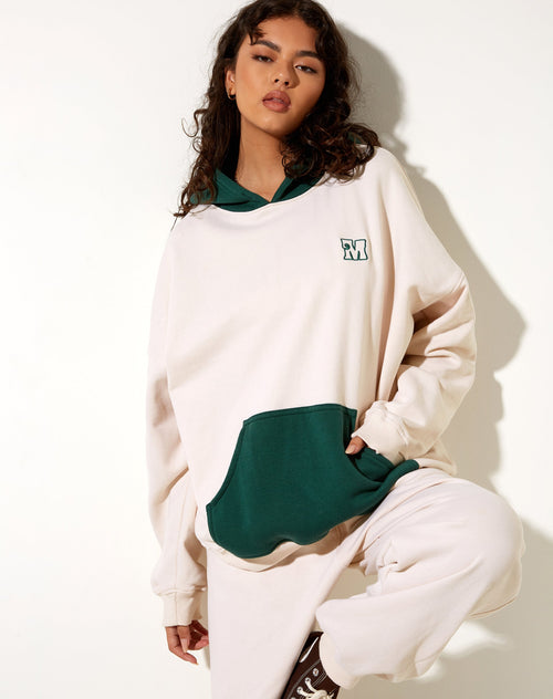 Image of Oversize Hoodie in Forest Green Winter White M Embro