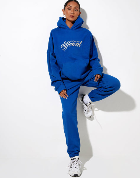 Image of Oversize Hoodie in Cobalt It Just Hits Different Embro