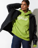 image of Oversize Hoodie in Leaf Green Different Embro White