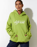 image of Oversize Hoodie in Leaf Green Different Embro White