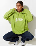 image of Oversize Hoodie in Leaf Green Different Embro White