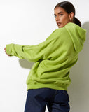 image of Oversize Hoodie in Leaf Green Different Embro White