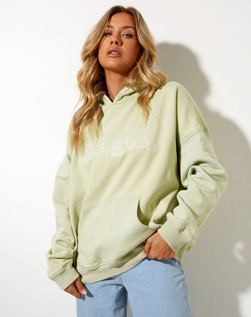 Oversize Hoodie in Green Graffiti Magic Embro