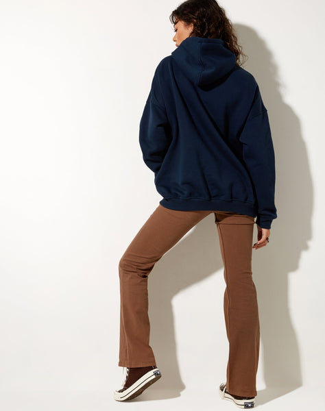 Oversize Hoodie in Navy Pony Club Mix Embro