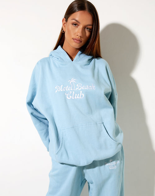 Image of Oversize Hoodie in Nantucket Blue Motel Beach Club