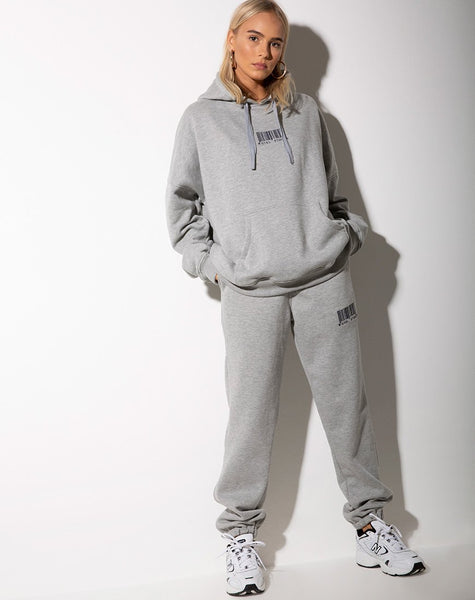 Image of Oversize Hoody in Greymarl Motel Barcode Embro