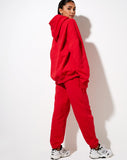 Image of Oversize Hoodie in Racing Red with Angel Energy Embro