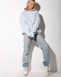 Oversize Hoody in Baby Blue with Lemon 'Angel' Embro