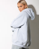 Oversize Hoody in Baby Blue with Lemon 'Angel' Embro