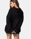 Oversize Hoody in Black with Angel Embro