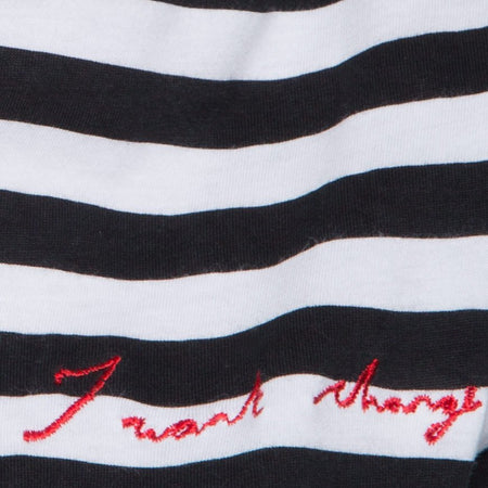 Oversize Longsleeve Tee in I Want Change BW Stripe
