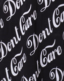 Oversize Basic Tee in Black Don’t Care Full Print by Mote
