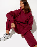 Oversize Hoodie in Burgundy 'Angel' Embro