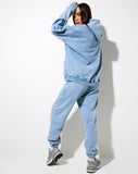 Oversize Hoodie in Washed Blue 'Angel Energy' Wings