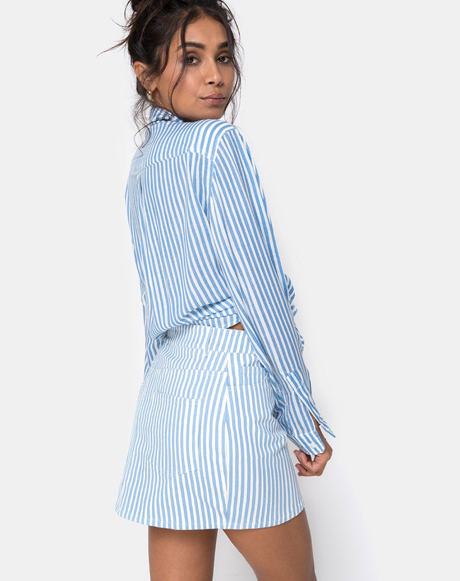 Oxford Shirt in Basic Stripe Blue and White