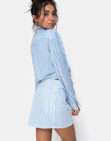 Oxford Shirt in Basic Stripe Blue and White