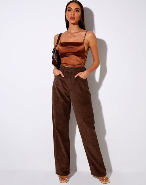 Image of Ozka Crop Top in Satin Chocolate