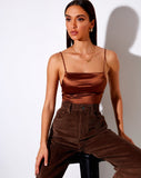 Image of Ozka Crop Top in Satin Chocolate