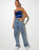 Image of Ozka Crop Top in Satin Navy