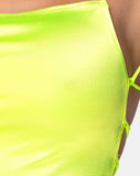 Ozka Crop Top in Satin Neon Yellow