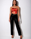 Ozka Crop Top in Dragon Flower Red and Gold