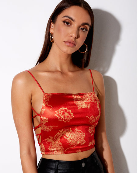 Clias Crop Top in Rib Racing Red