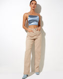 Image of Ozka Crop Top in Satin Blue