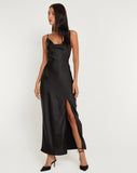 image of Padilla Maxi Dress in Satin Black