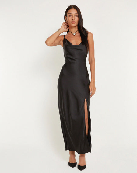 Dayuna Bandeau Midi Dress in Black