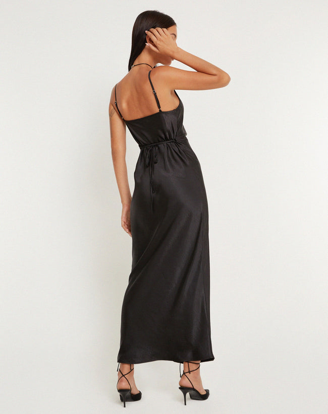 image of Padilla Maxi Dress in Satin Black