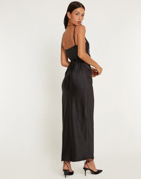 image of Padilla Maxi Dress in Satin Black