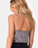 Paima Strappy Top in Drape Net Sequin Silver