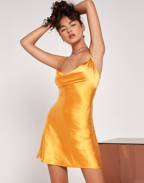 Image of Paiva Slip Dress in Satin Tangerine