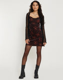 image of Paiva Mini Dress in Rose Cluster Velvet