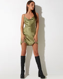 Image of Paiva Slip Dress in Satin Olive