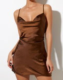 Image of Paiva Slip Dress in Satin Rich Brown