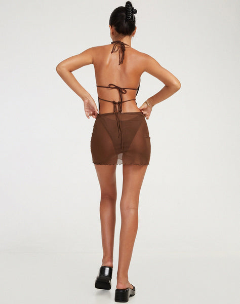 image of Maye Mini Dress in Mesh Brown