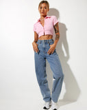 Image of Panya Cropped Shirt in Rib Baby Pink