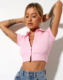 Image of Panya Cropped Shirt in Rib Baby Pink