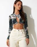 Image of MOTEL X IRIS Stivi Crop Top in Abstract Camo