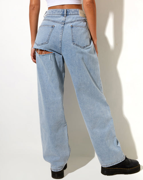 Image of Bum Rips Parallel Jean in Tonal Light Wash