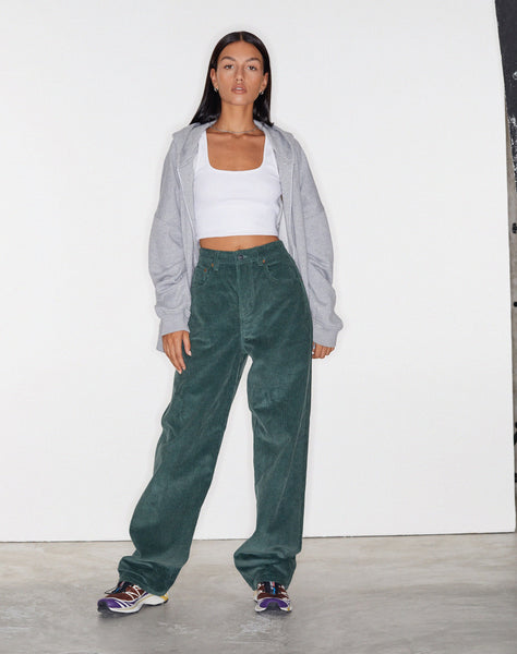 Image of Parallel Trouser in Cord Bottle Green