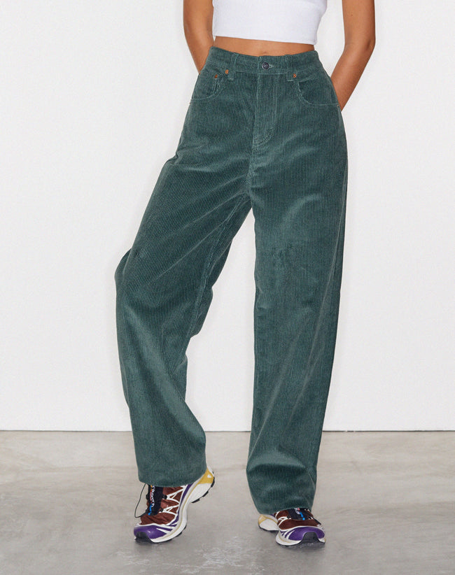 Image of Parallel Trouser in Cord Bottle Green