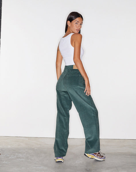 Image of Parallel Trouser in Cord Bottle Green