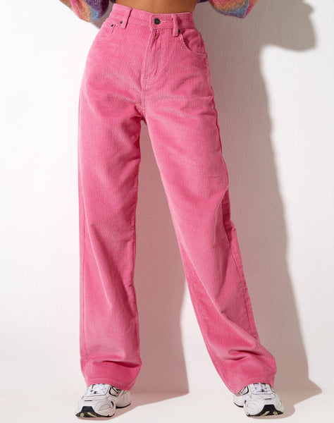 Parallel Trouser in Cord Bubblegum Pink