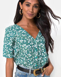 Parki Top in Floral Field Green